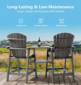 PASAMIC Tall Adirondack Chairs Set of 2, All-Weather HDPE Patio Chairs with Double Connecting Trays - Photo 5