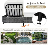 Modern Outdoor Patio Rattan Daybed with 5-Position Adjustable Backrest and Removable Cushions&Pillows - Photo 4