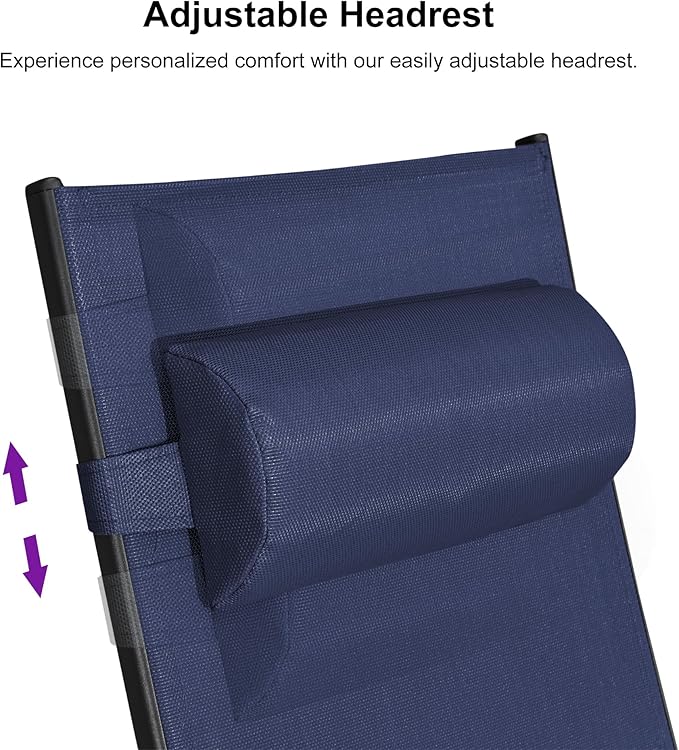 PURPLE LEAF Patio Chaise Lounge Chair Set with 2 Side Table Outdoor Pool Adjustable Recliner Chairs for Outside Beach Poolside Sunbathing Tanning Lounger