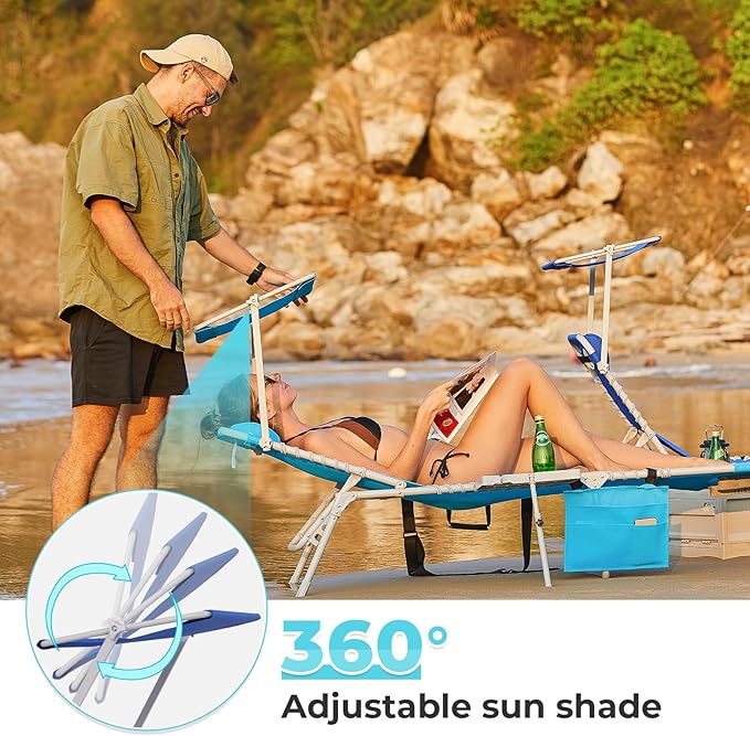 #WEJOY 4 in 1 Tanning Chair with Face Hole & Canopy & Side Table - Photo 4