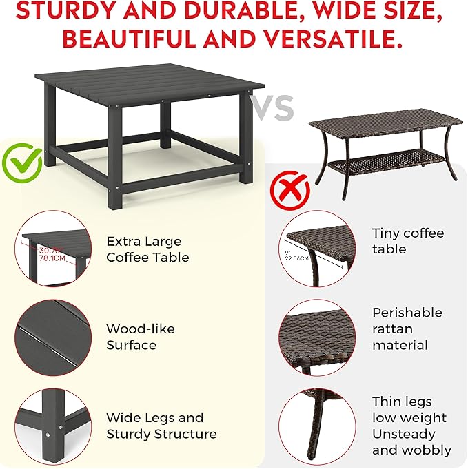 Costaelm Patio Conversation Table, Tatio Accent HDPE Outdoor Weather Resistant - Photo 4