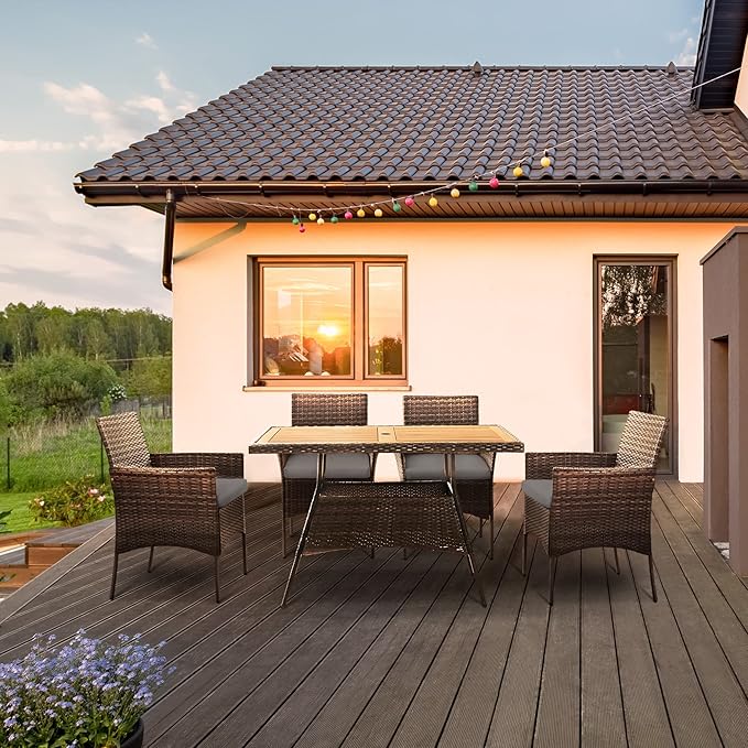 Teamson Home Outdoor PE Rattan Dining Set for Four, Removable Water-Resistant Cushions - Photo 9