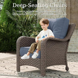 3 Piece Patio Furniture Set, All-Weather Wicker Outdoor Conversation Set with Rattan Chair and 6 Inch Thick Cushions - Photo 3