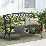 On Shine 50'' Patio Garden Bench, Loveseats Patio Park Bench, Black Steel Cast Iron Frame Bench - Photo 7