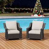Patio 2 Pieces Wicker Chairs Set of 2，Outdoor PE Rattan Armchairs - Photo 1