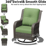 4 Piece Outdoor Wicker Patio Furniture Set, Outdoor Swivel Rocker Patio Chairs Set with Thickened Olefin Cushions - Photo 4