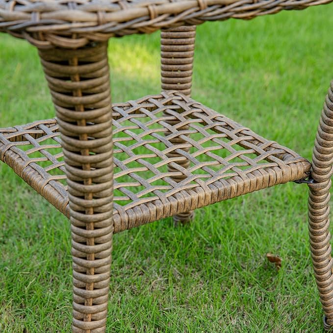 VIVIJASON Outdoor Wicker Side Table, All-Weather Rattan Patio Side Table Bistro Table with 2-Tier Storage - Photo 8