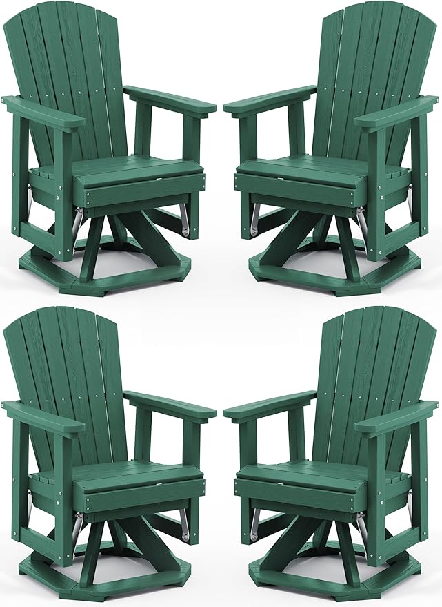 SERWALL Adirondack Swivel Glider Chair, HDPE Glider Set of 4 for Outdoor, All-Weather Glider Chair for Porch, Balcony - Photo 1
