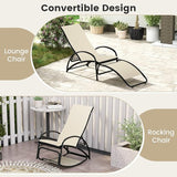 Tangkula Rocking Chair Outdoor, 2-in-1 Convertible Lounge Chair with 4-Level Adjustable Backrest - Photo 5