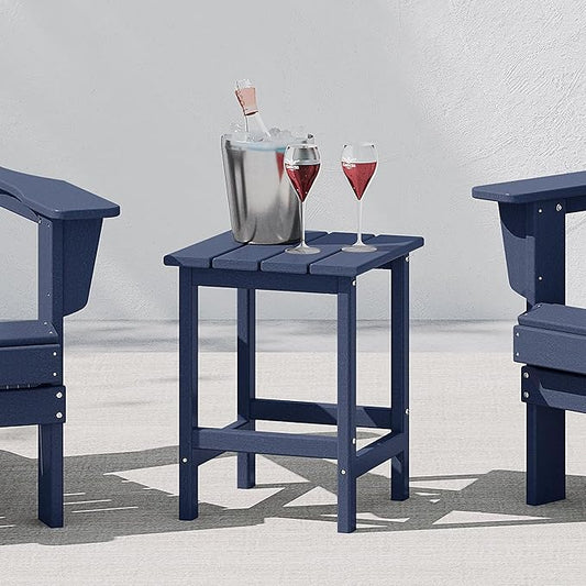 WestinTrends Malibu Square Outdoor Side Table for Adirondack Chair, Navy Blue