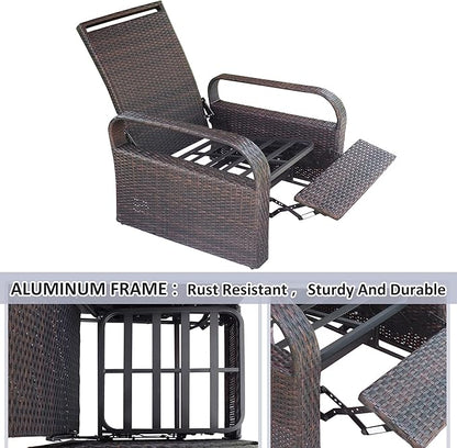 ATR ART TO REAL Outdoor Wicker Recliner Chair with 5.5'' Cushions, Automatic Adjustable Patio Chaise Lounge Chairs, Aluminum Frame Reclining Chair, UV Resistant, Rustless (Linen Gray)