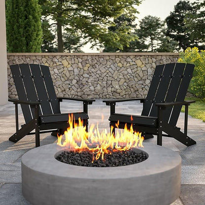 Flash Furniture Charlestown Poly Resin Adirondack Chair - Slate Gray - All Weather - Indoor/Outdoor - Set of 2