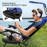 Athena Collection Patio Chairs Set of 2 Reclining Lounge Chair with Cup Holder and Pillow Fabric Camping Chairs with - Photo 6