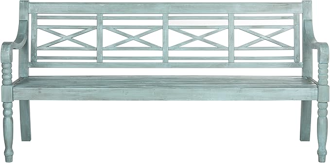Safavieh Outdoor Collection Karoo Bench, Beach House Blue