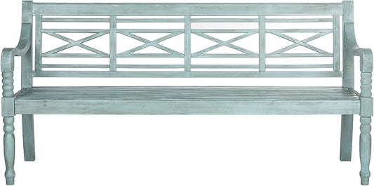 Safavieh Outdoor Collection Karoo Bench, Beach House Blue