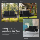 RELAX4LIFE Porch Swing 2-Seat Patio Rattan, Wicker Porch Swings Outdoor W/Two 7.9 Ft Solid Steel Chain - Photo 9