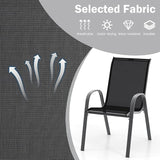 COSTWAY Patio Dining Chairs Set of 4, Stackable Outdoor Chairs with Armrest and High Back - Photo 4