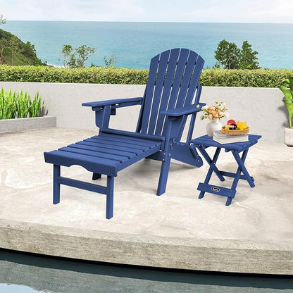 FUNBERRY Outdoor Folding Adirondack Side Table, Portable No Assembly Patio End Table HDPE All Weather