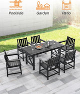 5-Piece HDPE Patio Dining Set, Outdoor Table and Chairs with Umbrella Hole, Modern Outdoor Dining Set for 4 - Photo 6