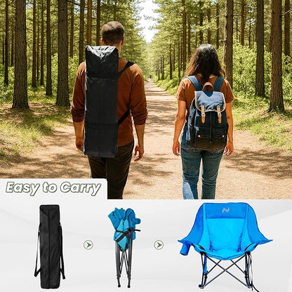 ABORON Heated Oversized Rocking Camping Chair for Adults, Fully Padded Folding Outdoor Lawn Chair with Side Pocket, Portable Recliner Chair for Camp, Patio, Backyard, Supports 400 lbs