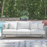 Signature Design by Ashley Moonlight View Contemporary Outdoor Nuvella Weather Resistant Fabric Sofa with Cushion and 4 - Photo 2
