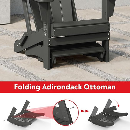 Costaelm Adirondack Chair Footrest Foldable Ottoman, Folding Ottoman Outdoor Foot Rest for Patio Waterproof, Adirondack Ottoman Outdoor, Gray