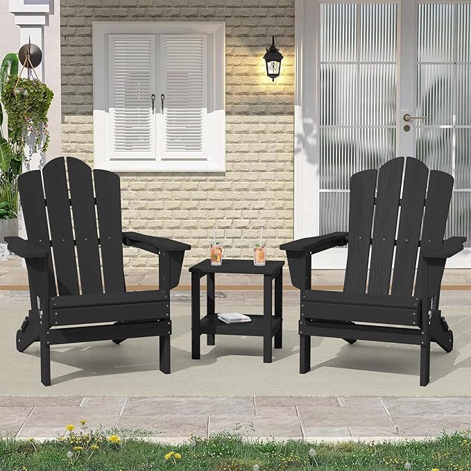 KINGYES Folding HDPE Adirondack Chairs Ottoman