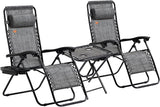Outsunny Zero Gravity Chair Set with Side Table, Folding Reclining Chair with Cupholders & Pillows - Photo 1