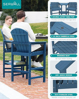 SERWALL Tall Adirondack Chairs Set of 2 with Double Layer Connecting Tray, HDPE Bar Height Outdoor Chairs - Photo 4