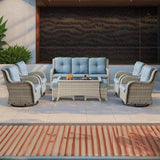 Patio Furniture Swivel Chairs Set - 8 Piece Wicker Rattan Outdoor Sectional Conversation Sets with 4 Swivel Rocking - Photo 9