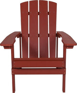 Flash Furniture Charlestown Poly Resin Adirondack Chair - Red - All Weather - Indoor/Outdoor - Set of 2 - Photo 8
