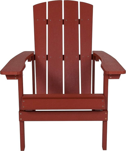 Flash Furniture Charlestown Poly Resin Adirondack Chair - Red - All Weather - Indoor/Outdoor - Set of 2