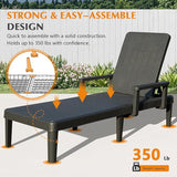 Domi Pool Lounge Chairs Set of 2, Outdoor Lounge Chairs with 6 Positions Backrest Adjustable Armrest - Photo 8
