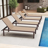 HAPPYGRILL Aluminum Chaise Lounge Chair, Heavy-Duty Patio Recliner W/ 6-Level Backrest & Breathable Fabric - Photo 9