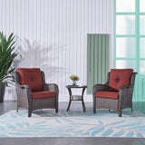 Rilyson Patio Bistro Set Outdoor Chairs - 3 Piece Wicker Rattan Patio Furniture Set with 2 Armrest Chair and 1 Side - Photo 6
