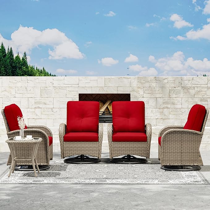 Joyside Wicker Patio Furniture Set, 6 Piece Outdoor Furniture Set with Thickened Cushions, High Back, Deep Seating - Photo 7