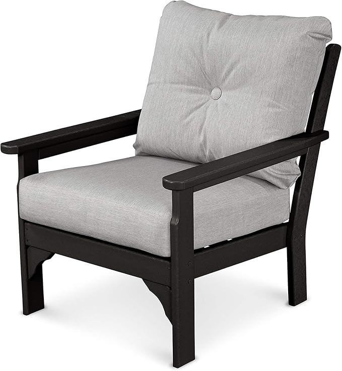 POLYWOOD® Vineyard Deep Seating Chair in Black/Granite