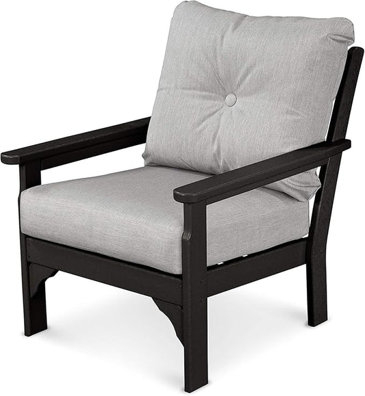 POLYWOOD® Vineyard Deep Seating Chair in Black/Granite