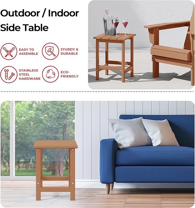 Costaelm Square Outdoor Side Tables, Adirondack Patio Tables for Outside, HDPE Patio End Table Weather Resistant - Photo 4