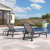 PURPLE LEAF Patio Chaise Lounge Set 2 Pieces Textilene Pool Lounge Chairs with Wheels Sunbathing Chair with 5 - Photo 3