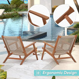 Verano Garden Set of 2 Patio Lounge Chair, Modern Acacia Wood Accent Armchair with Handwoven Rope for Patio, Living Room - Photo 5