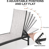 Crestlive Products Pool Lounge Chair Outdoor Set of 2, Chaise Lounge Chairs, Adjustable Five-Position Tanning Recliner - Photo 5