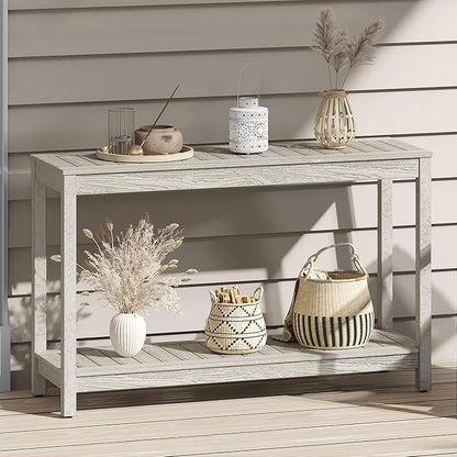 DWVO 48" Console Table, HIPS Material Indoor Outdoor Multifunctional Buffet Bar Storage Organizer with Adjustable Feet (Grey)