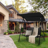 Tangkula 2 Person Porch Swing, Patio Swing with Adjustable Canopy, Comfortable Fabric Seat & Heavy-Duty Steel Frame - Photo 2