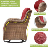 Rilyson Patio Chairs Wicker Outdoor Chair - 6 Piece Rattan Patio Swivel Rocking Chairs Set with Glass Top Side Table - Photo 6