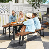 Tangkula Outdoor Dining Table With Benches for 4-6 Persons - Photo 2
