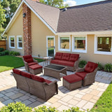Belord High Back Wicker Outdoor Furniture - 8-Piece Patio Conversation Set with Swivel Rocker Glider Patio Chairs Set - Photo 1