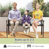 Tangkula Metal Outdoor Park Bench, Patio Garden Bench, Heavy-Duty Slatted Garden Bench for 2-3 People - Photo 6