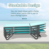 Domi Patio Lounge Chairs Set of 2, Aluminum Pool Chaise Lounge with 5 Position Adjustable Backrest and Wheels - Photo 7