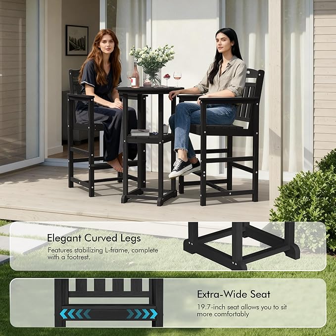 Ciokea 3-Pcs Bistro Table and Chairs - Photo 6